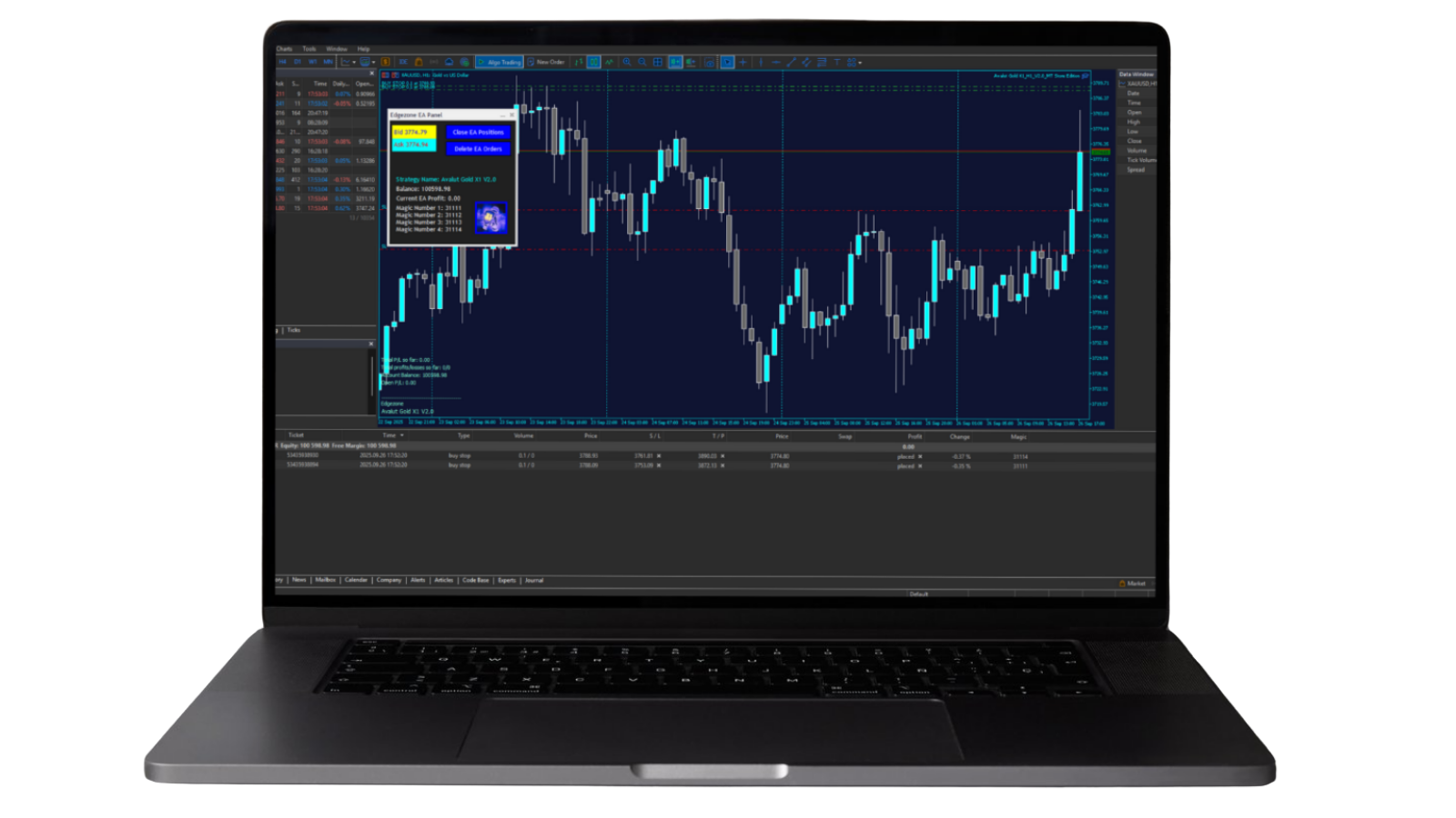 MetaTrader 5 Terminal with Avalut Gold X1 Expert Advisor